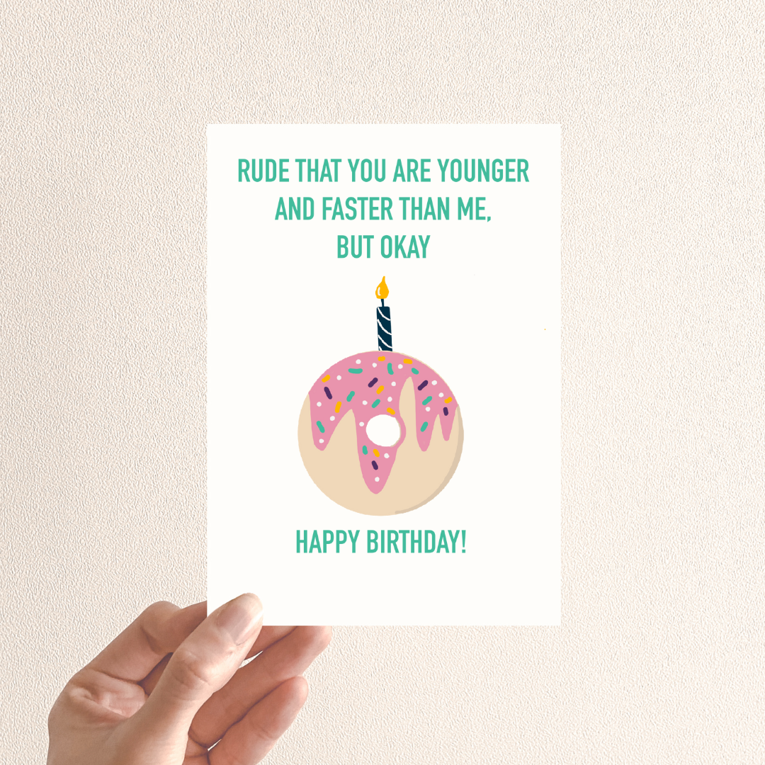 Donut Happy Birthday runner card, Snarky Birthday card for runner