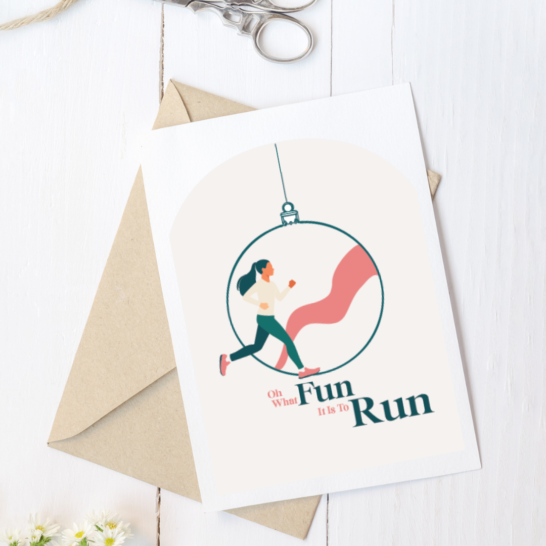 Oh What Fun it is to Run Holiday Card, Christmas Card for runner.
