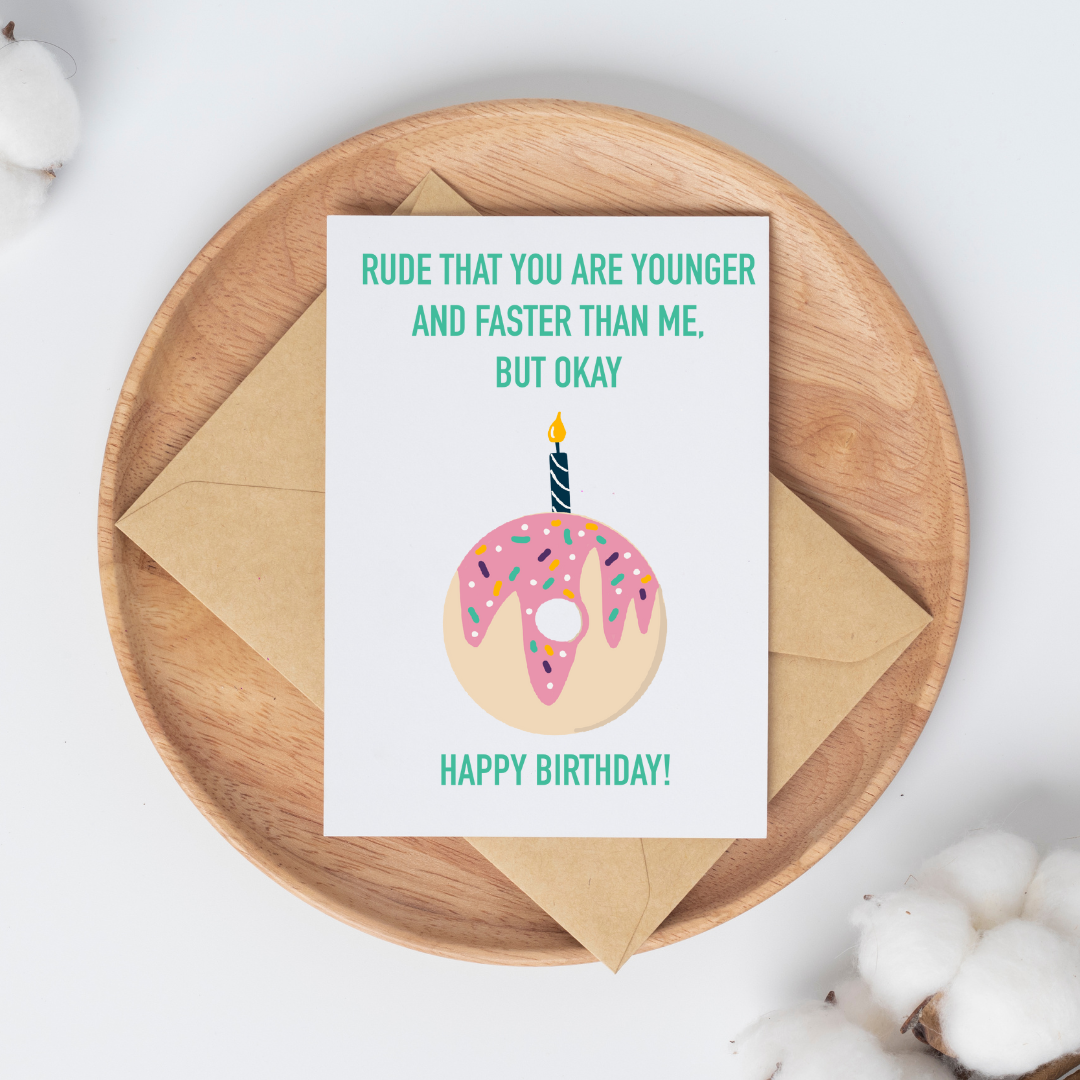 Donut Happy Birthday runner card, Snarky Birthday card for runner