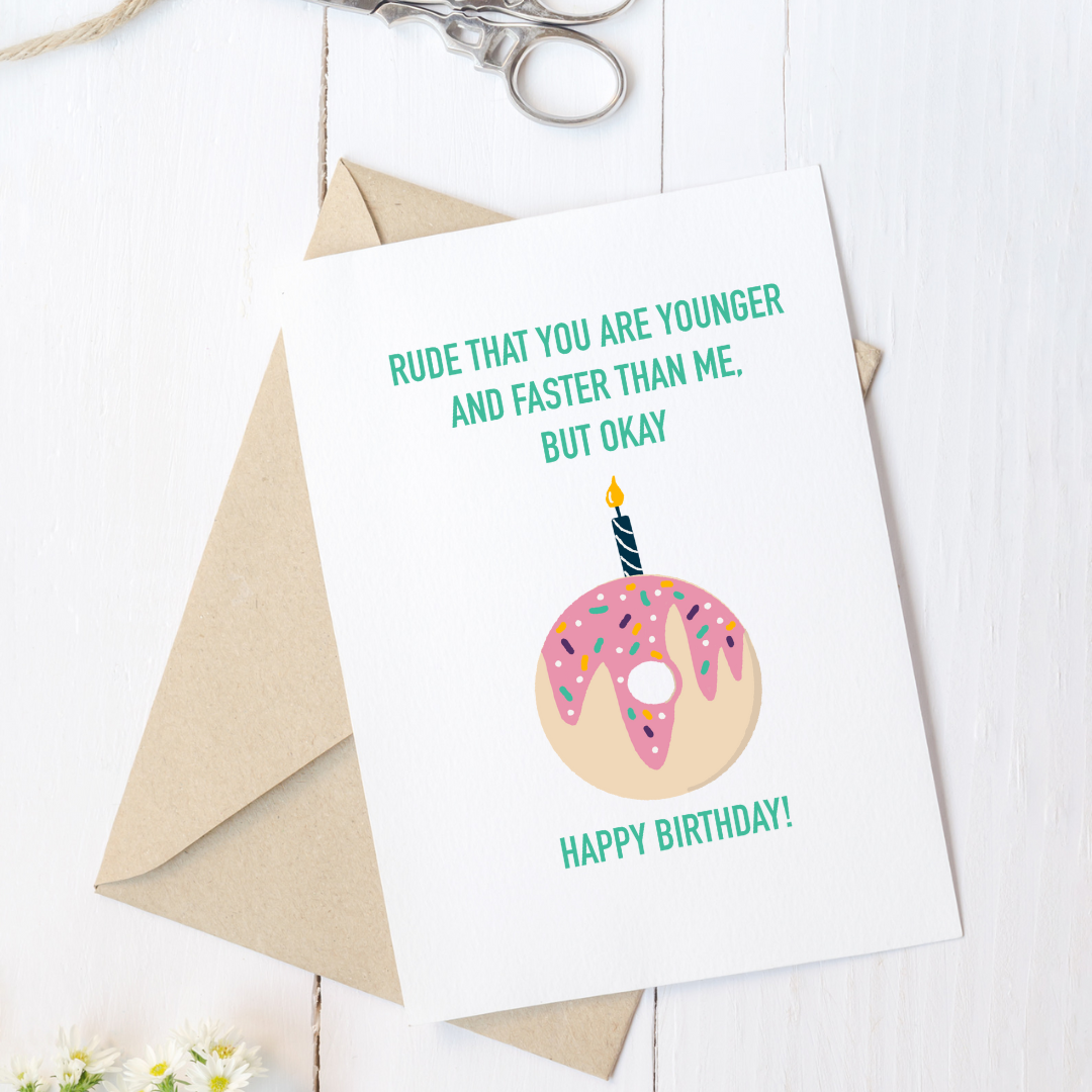 Donut Happy Birthday runner card, Snarky Birthday card for runner