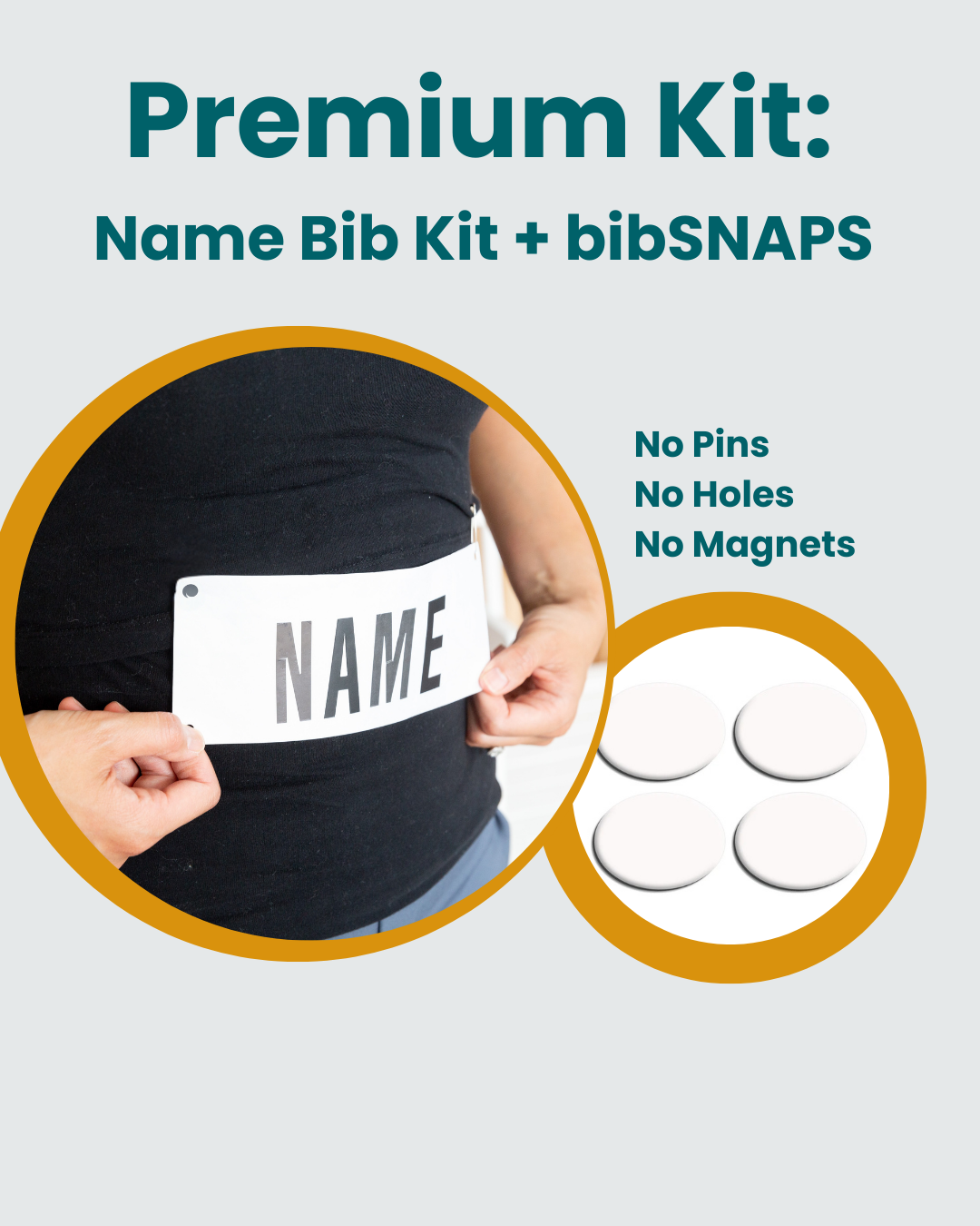 Name Bib Kit- Black Letters/ White Bib