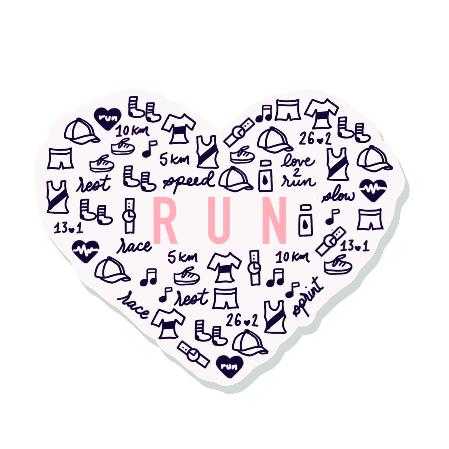 All the things I love about running sticker, Run sticker with running icons