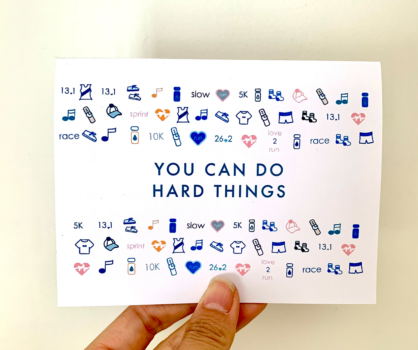 You can do hard things card, runner card, marathoner card