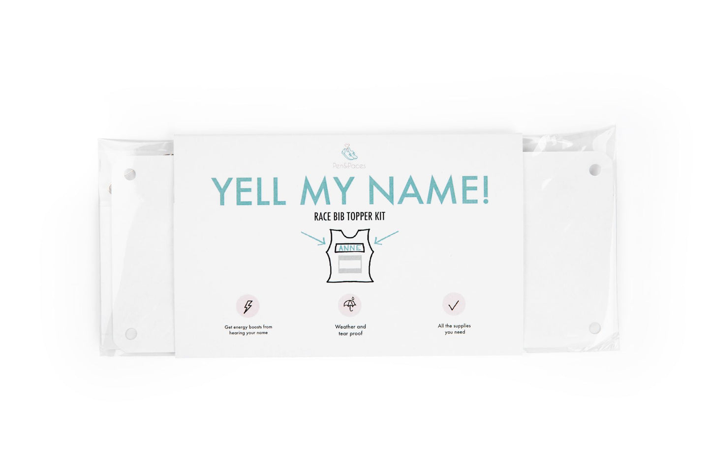 Yell my name race bib topper kit! Personalized race name bib.