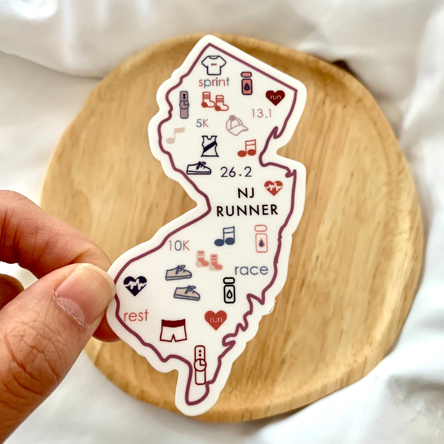New Jersey runner sticker, NJ marathon runner sticker, NJ runner pride sticker, 50 state runner sticker