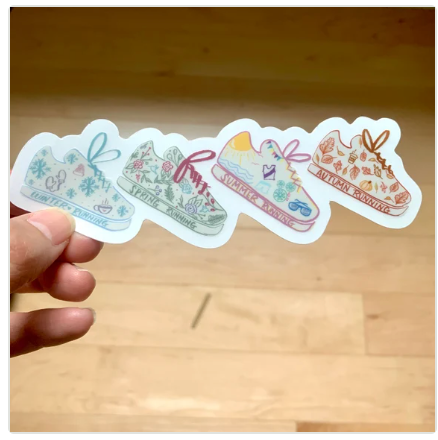 4 seasons running sticker, Run sticker, sticker for runner, water bottle  sticker, track and field, running sticker, winter running, fall run Active