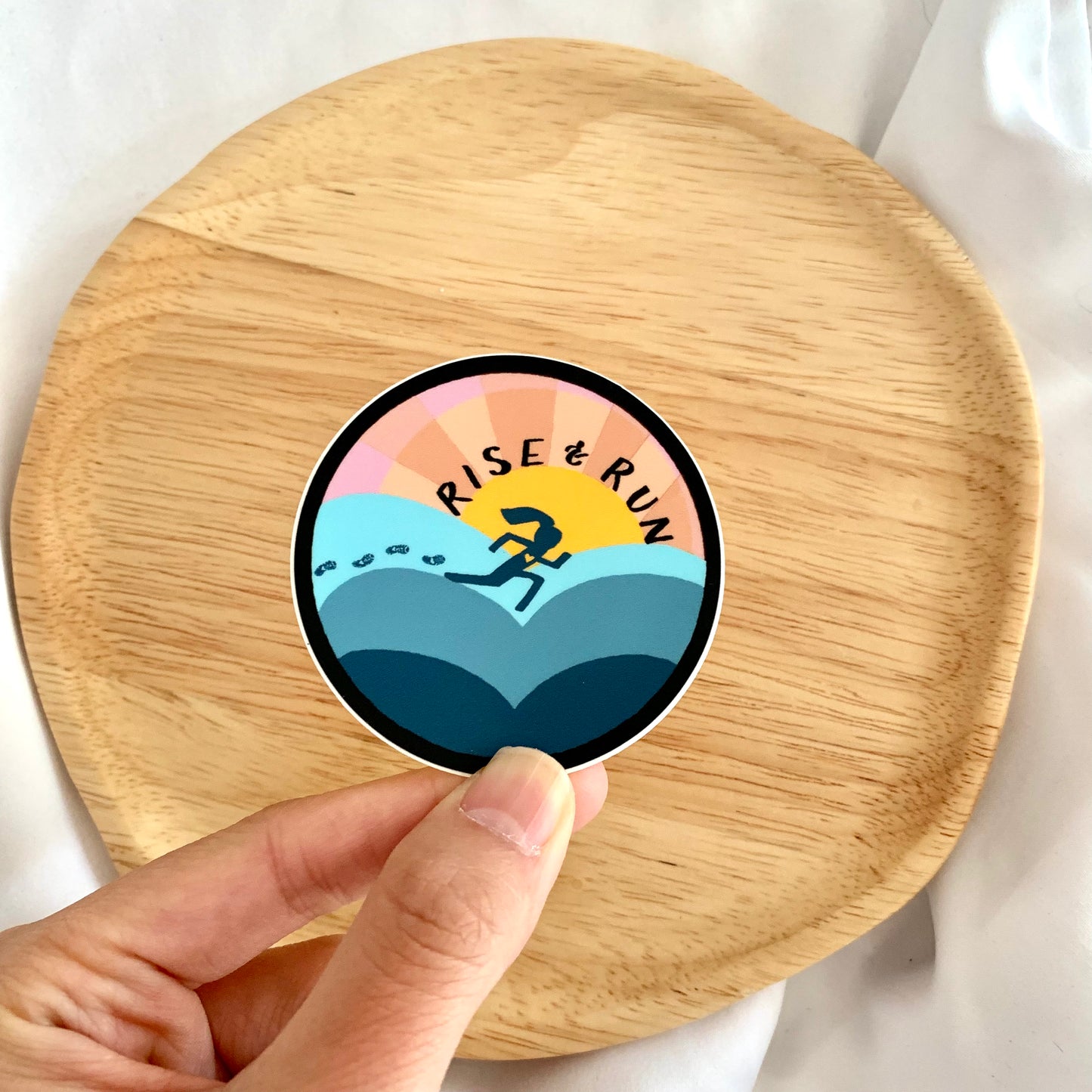 Rise and Run sticker, morning runner sticker
