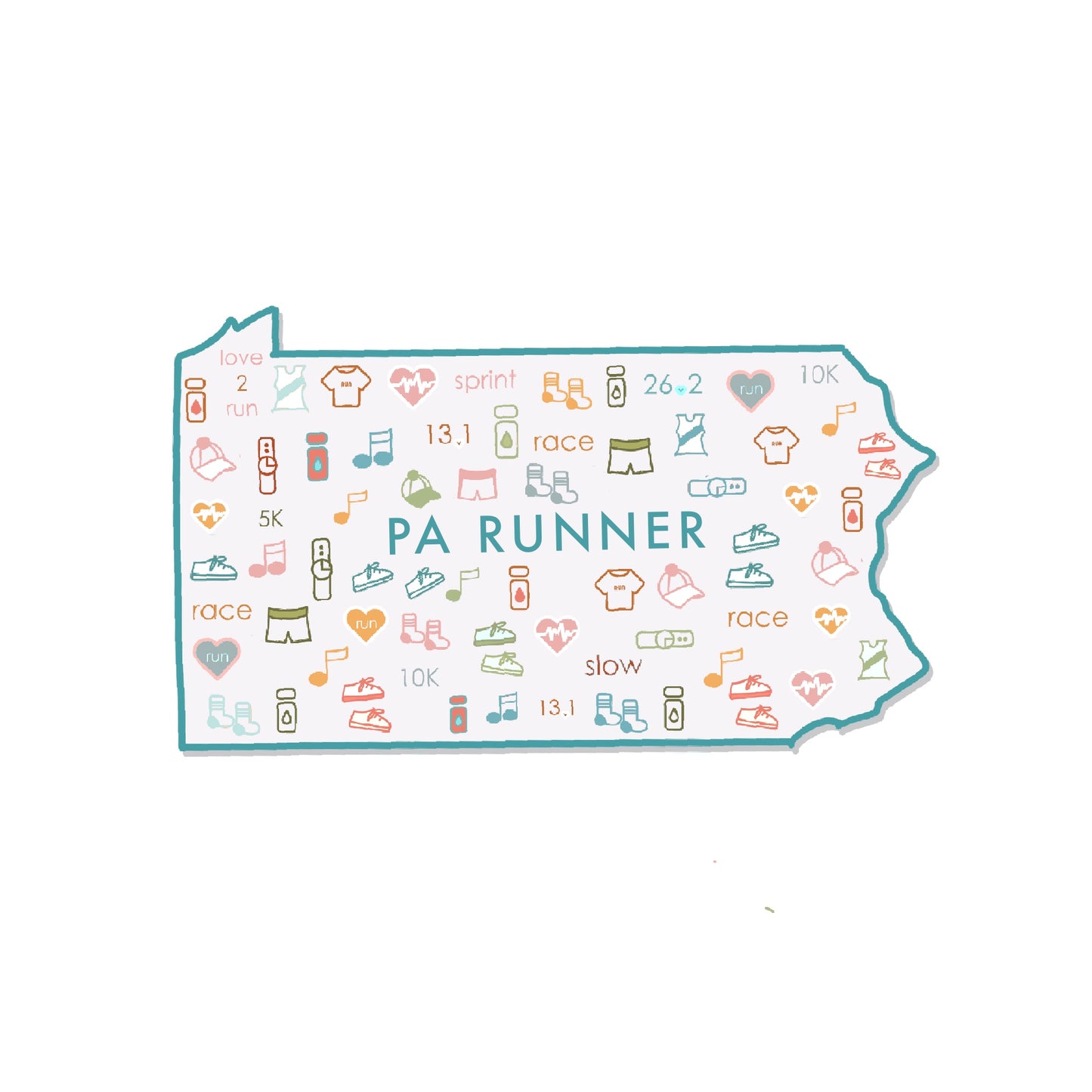 Pennsylvania runner, Philly marathon, Pennsylvania track and field, 50 state runner stickers