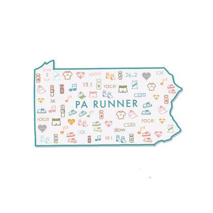 Pennsylvania runner, Philly marathon, Pennsylvania track and field, 50 state runner stickers