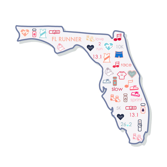 Florida runner sticker, Disney Runner, Florida runner sticker, Florida track and field sticker, 50 state runner sticker