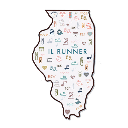 Illinois runner sticker, Chicago Runner, IL runner sticker, Illinois track and field sticker, 50 state runner sticker