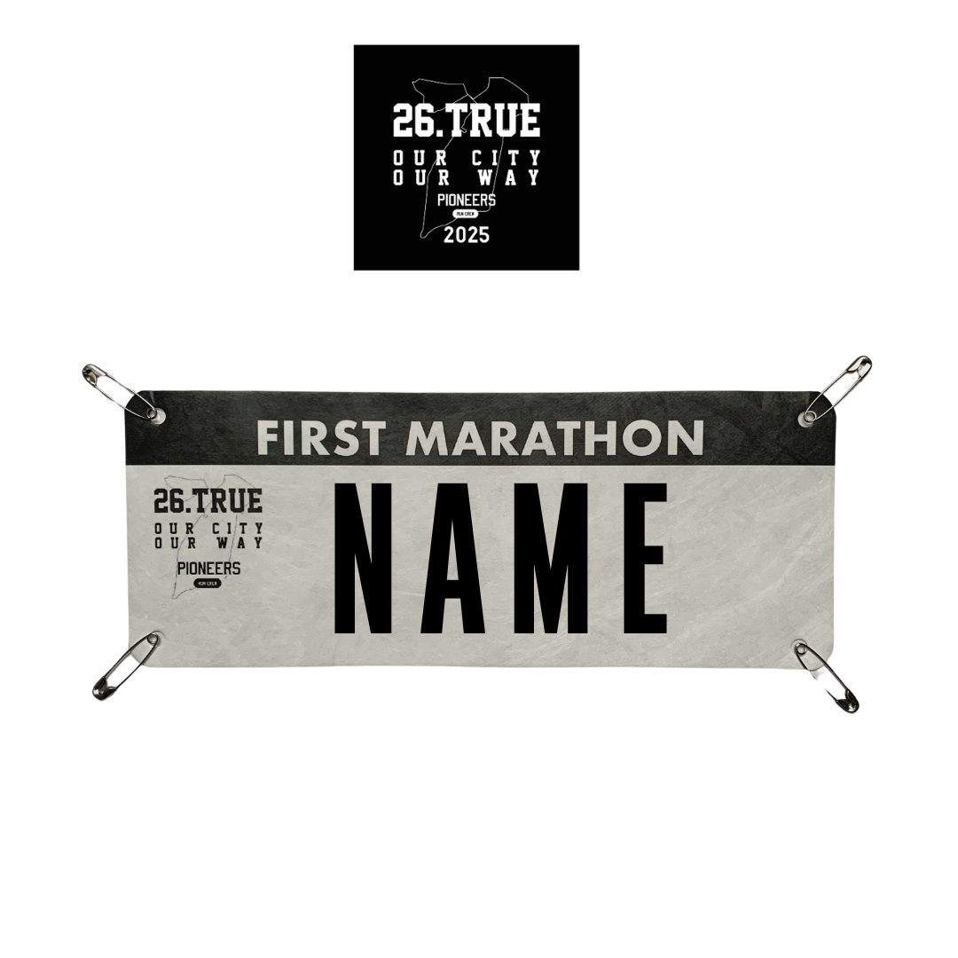 26.TRUE Collaboration First Marathon Yell my name race bib topper kit!