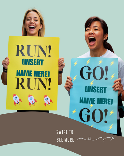 Race Day Poster Kit- Complete "Run! ____ Run!" Poster Kit | Custom Cheer Signs Made Easy!