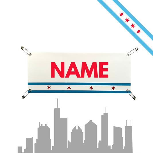 Chicago Flag - Yell my name marathon bib topper kit! Personalized Chicago 26.2 name bib.