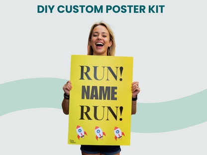 Race Day Poster Kit- Complete "Run! ____ Run!" Poster Kit | Custom Cheer Signs Made Easy!