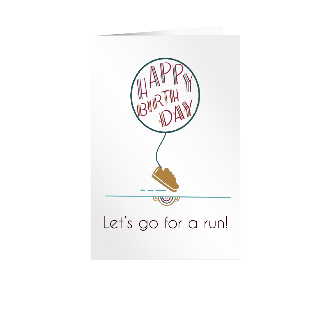 Happy Birthday runner card, birthday run, runner birthday card