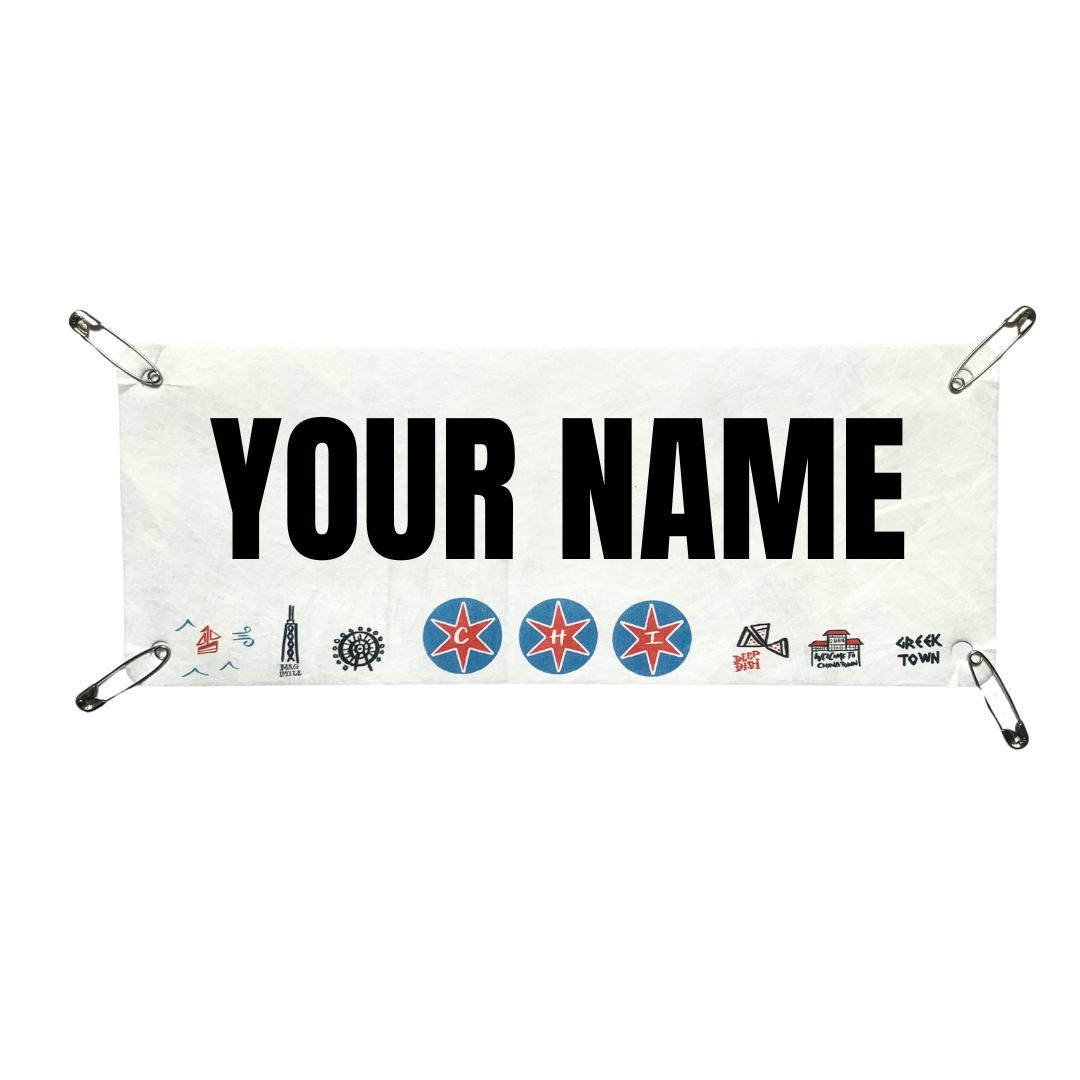 Chicago 26.2 - Yell my name race bib topper kit! Personalized race name bib.