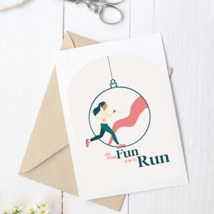 Oh What Fun it is to Run Holiday Card, Christmas Card for runner.