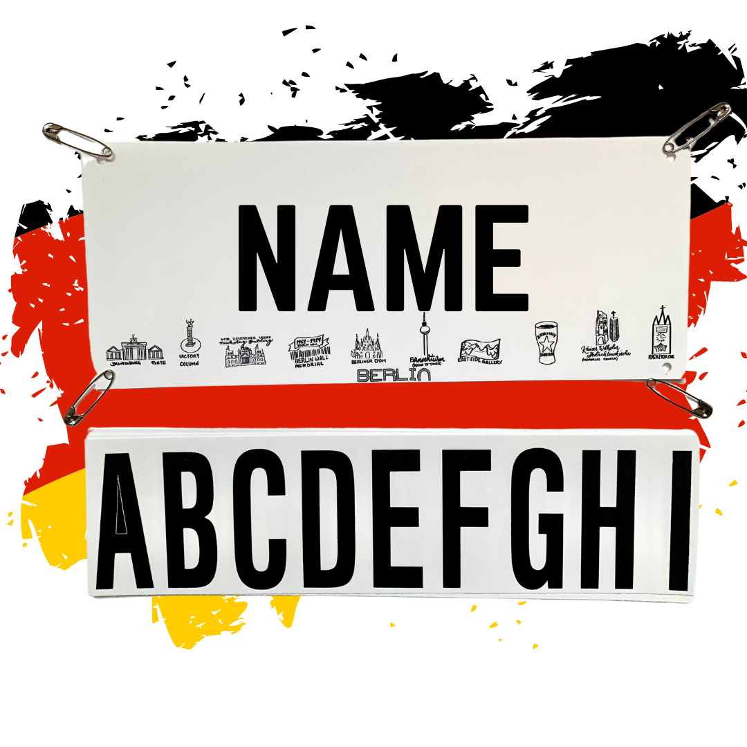 Berlin 26.2 - Yell my name race bib topper kit! Personalized race name bib.