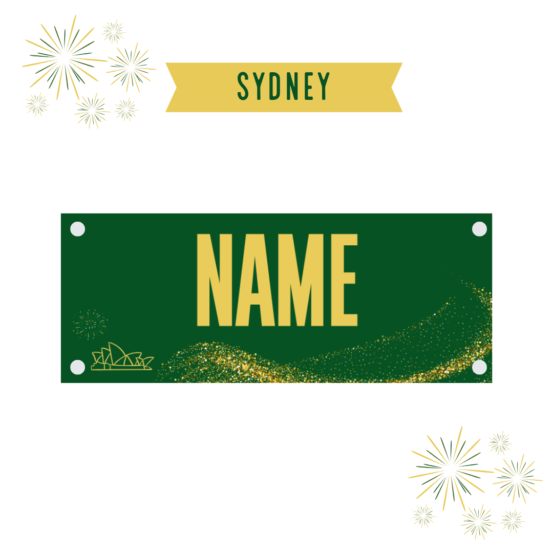 Sydney - Marathon Name Bib KIt- Green & Gold
