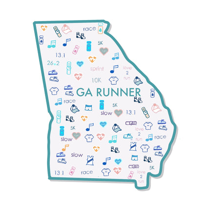 Georgia runner sticker, GA Runner, Georgia marathon runner sticker, Georgia track and field sticker, 50 state runner sticker