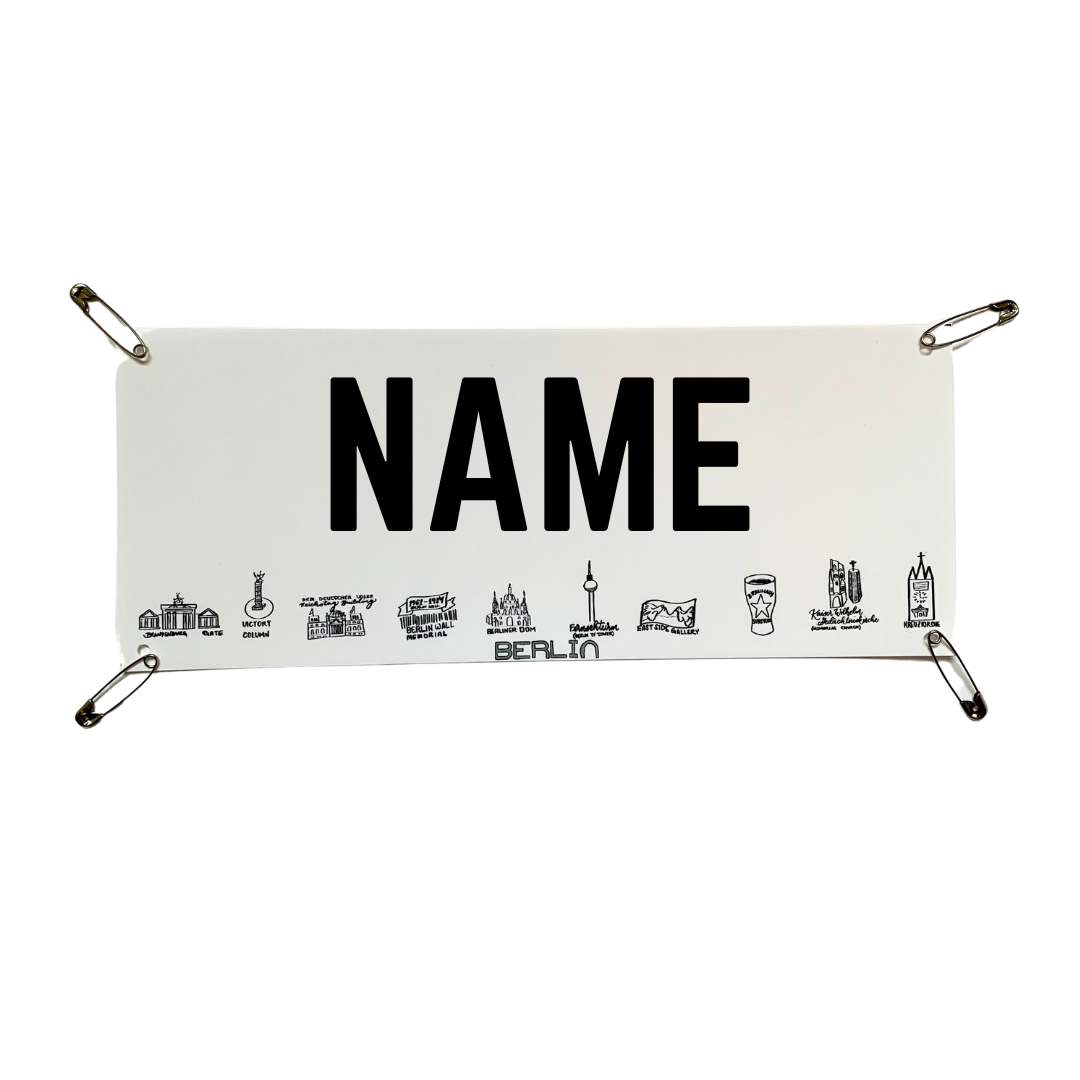 Berlin 26.2 - Yell my name race bib topper kit! Personalized race name bib.