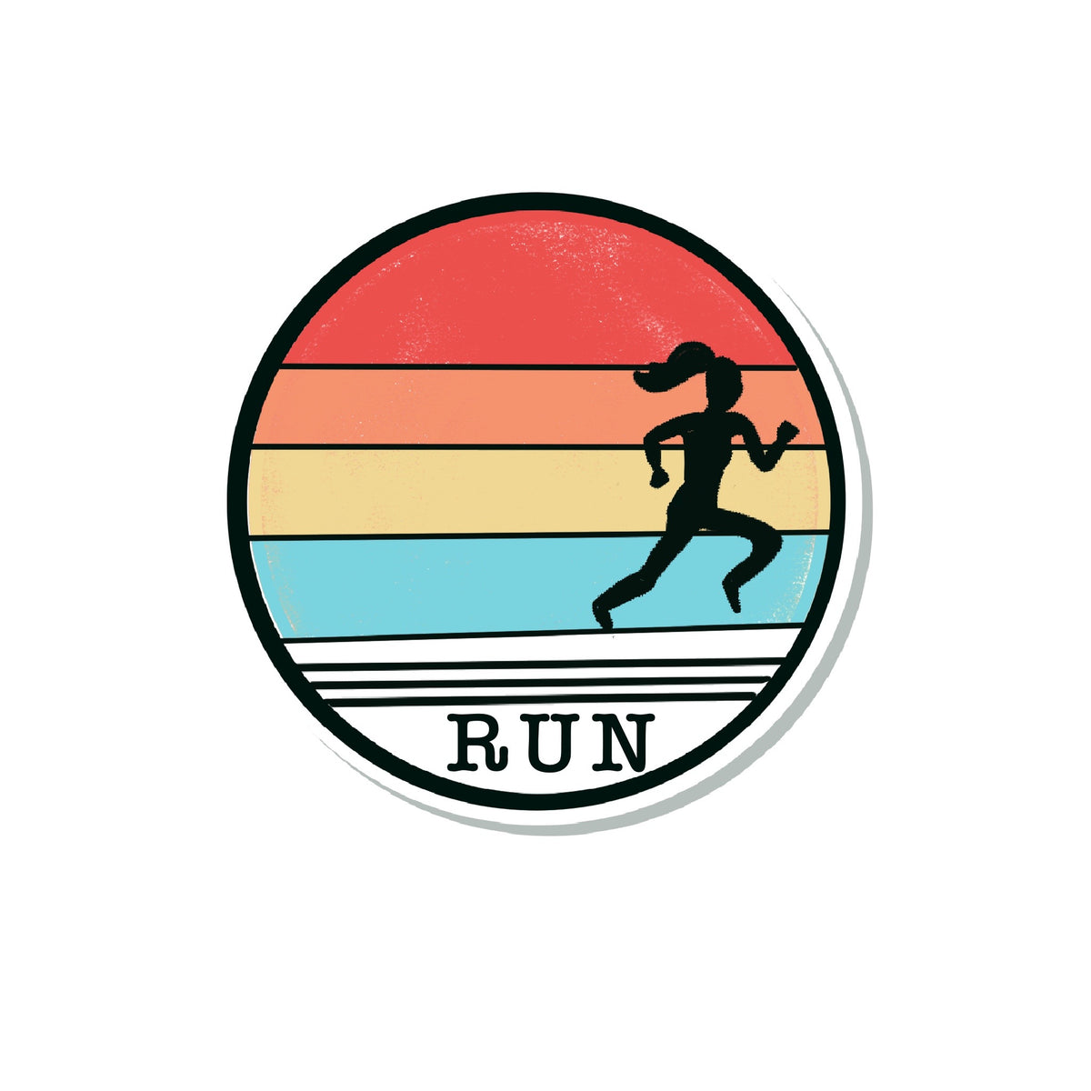 Retro Run sticker with Female Silhouette – Pen and Paces