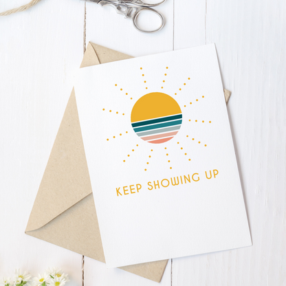 Keep Showing up Card, Des linden card, running motivation card