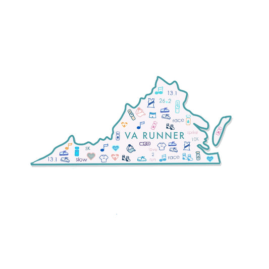 Virginia runner sticker, Virginia marathon runner sticker, Virginia track and field, Marine Corp Marathon sticker, 50 state runner sticker