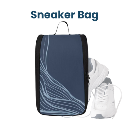 Travel Shoe Bag- Blue Terrain — Fits Up to Size 13 Sneakers | 13" x 7" x 6"