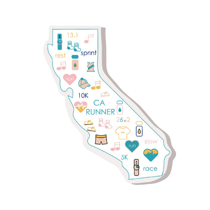 California runner sticker , San Francisco Runner, California marathon runner sticker, California track and field sticker, 50 state runner sticker