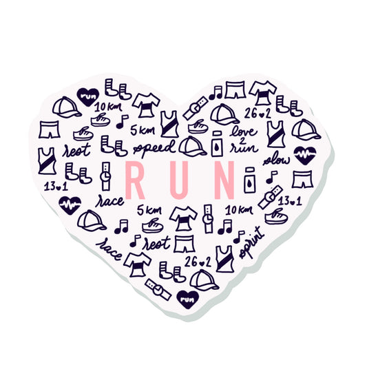 All the things I love about running sticker, Run sticker with little icons, Run heart sticker