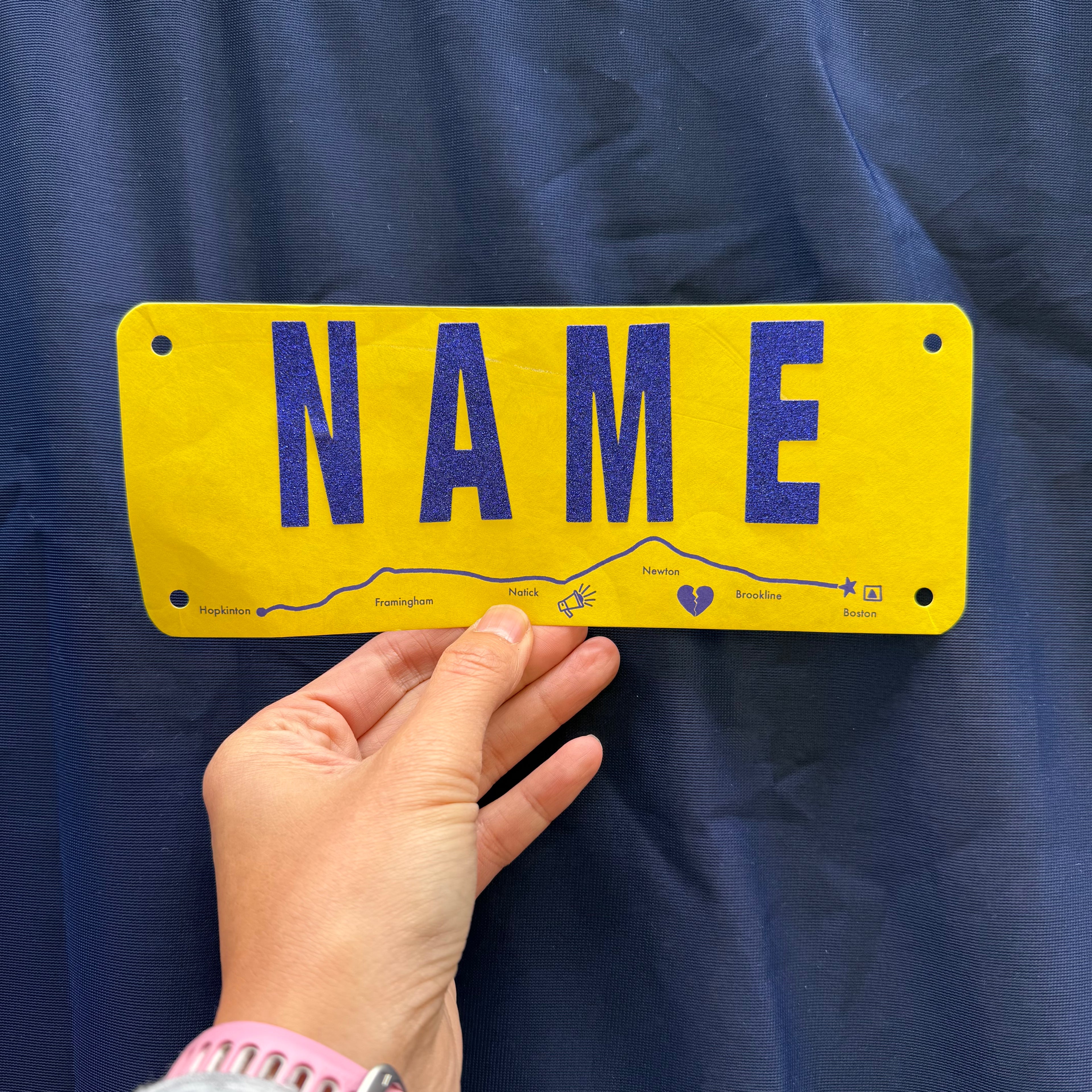 BOSTON - Yellow/Blue Marathon Name Bib Kit
