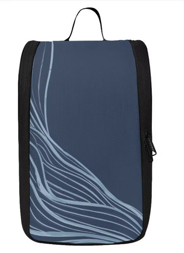 Travel Shoe Bag- Blue Terrain — Fits Up to Size 13 Sneakers | 13" x 7" x 6"