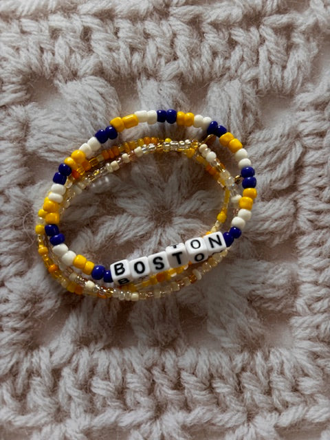 PICKUP ONLY-  Boston Mantra Bracelet (Blue/Yellow/White) Running with Grace Collaboration