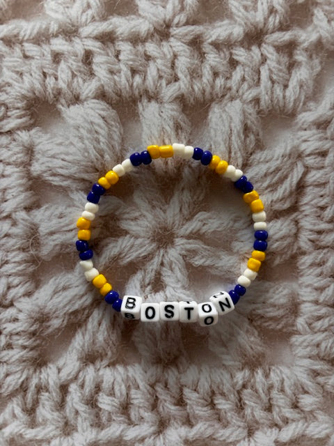 PICKUP ONLY-  Boston Mantra Bracelet (Blue/Yellow/White) Running with Grace Collaboration
