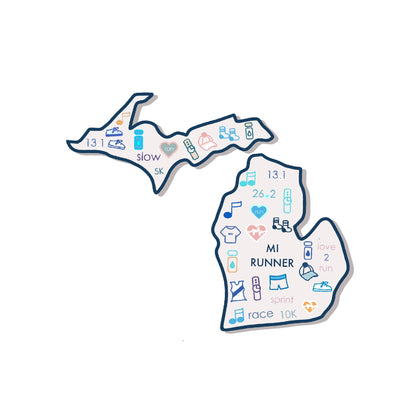 Michigan runner sticker, Michigan Runner, MI runner sticker, Michigan track and field sticker, 50 state runner sticker