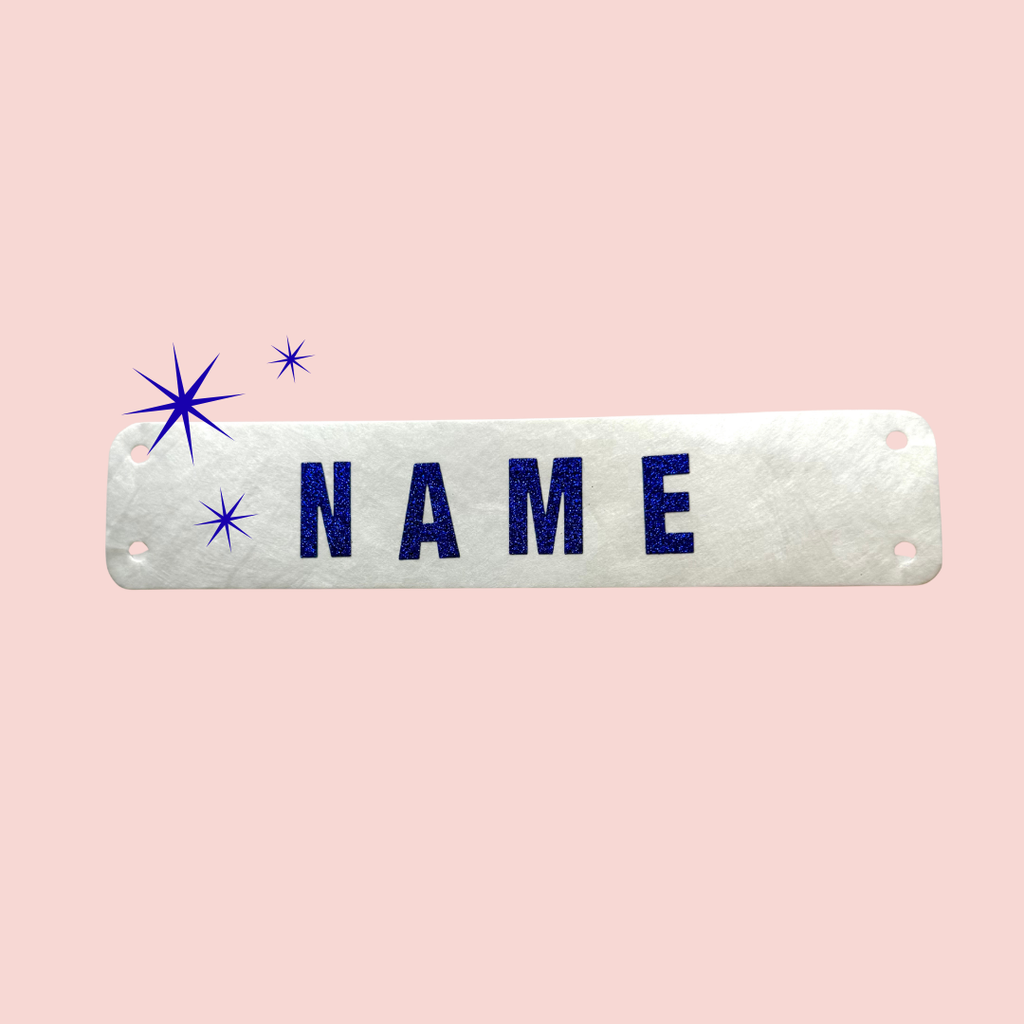 Slim Blue Glitter Marathon Name Bib Kit