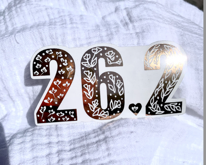 26.2 sticker, marathon runner sticker, 26.2 decal, gold foil marathon sticker, marathon gift, marathon running