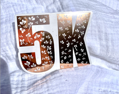 5k sticker, 5k runner sticker, 5k decal, blue foil 5 km runner,  runner sticker