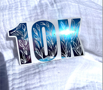 10k sticker, 10k runner sticker, 10k decal, blue foil 10 km runner, runner sticker