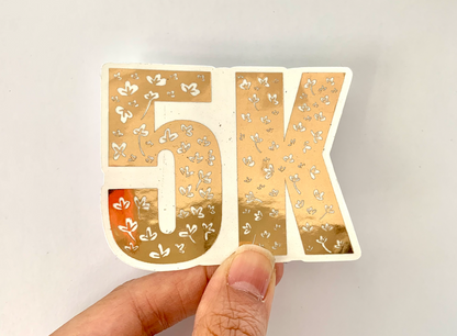 5k sticker, 5k runner sticker, 5k decal, blue foil 5 km runner,  runner sticker