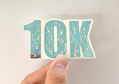 10k sticker, 10k runner sticker, 10k decal, blue foil 10 km runner, runner sticker