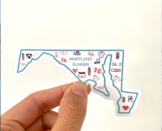 Maryland runner sticker, Maryland runner sticker, Maryland track and field sticker, 50 state runner sticker