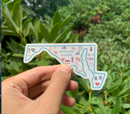Maryland runner sticker, Maryland runner sticker, Maryland track and field sticker, 50 state runner sticker