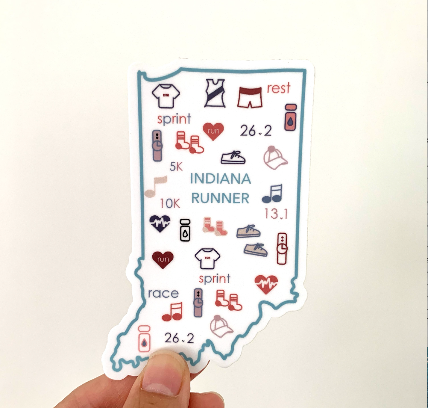 Indiana runner sticker, Indiana runner sticker, Indiana track and field sticker, 50 state runner sticker