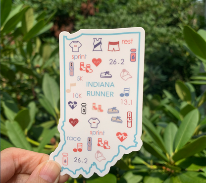 Indiana runner sticker, Indiana runner sticker, Indiana track and field sticker, 50 state runner sticker