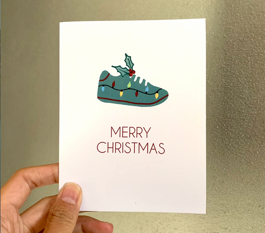 Merry Xmas Runner card, Festive Sneaker runner card
