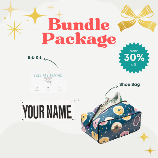 Bestseller Bundle: Donut Shoe Bag and Yell My Name Bib Kit