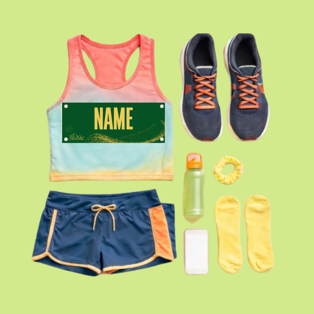 Sydney - Marathon Name Bib KIt- Green & Gold
